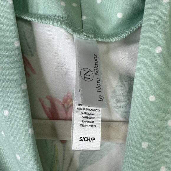 FN Flora By Flora Nikrooz Mint Floral Green Soft Buttery Wrap House Robe Small - Picture 6 of 9